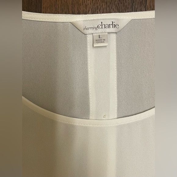 Charming Charlie Cream Embellished 3/4 Sleeve Blouse - Picture 2 of 5